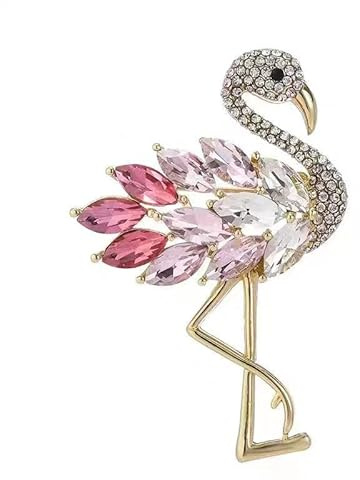 Broche de bijoux oiseau pour femme, zircone rouge oiseau broche en alliage d'or Animal Pin avec des cristaux de dégradé blanc rose pour usage quotidien fête cadeau de mode