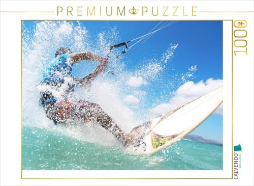 Puzzle · Kitesurfer in der schäumenden Gischt | Kitesurfen: Mit Drachen am Meer, Tarifa, Costa De La Luz, Cadiz… · 1000 Teile · Lege-Größe 64 × 48 cm · CALVENDO Puzzle