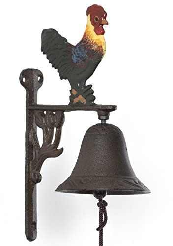 Moritz Türglocke Glocke Hahn Huhn bunter Kopf Bauernhof Wandglocke Gartendeko Gusseisen Rustikal Antik Design Stil Retro Klingel