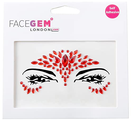 Halloween Face Gems Jewels Adhesive Glitter Jewel Tattoo Sticker Festival Gems Rave Party Body Make Up (Red)