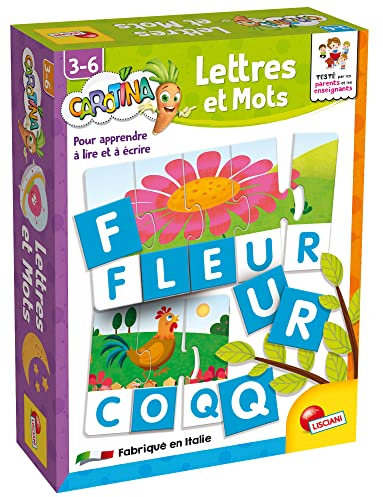 Liscianigiochi - Lettres et Mots - Jeu Educatif Pour Apprendre A Lire Et Ecrire - Lettres Pour Composer Des Mots - Pour Enfants de 3 à 6 ans - Carotina