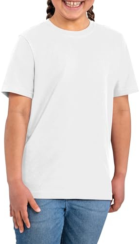 HRM T-Shirt Col Rond Enfant Luxury, Blanc, Taille 158 I T-Shirt Garçon et Fille Col Rond, Commerce Équitable, 160 g/m² I 100% Coton Bio