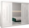 E- MEUBLES Armoire de Chambre avec 3 Portes coulissantes et Miroir Style Contemporain Penderie (Tringle) avec étagères (LxHxP): 250cmx200cmx62cm Maltese (Blanc), 250cm