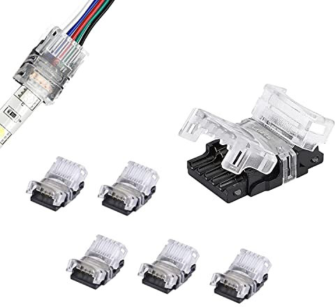 YUTOKEER 5-poliger LED-Streifen-Anschluss 5050 LED-Band-Lichtverbindungsleiter LED-Streifen-zu-Draht-Anschluss für wasserdichte IP65-12-mm-RGBW-RGBY-LED-Streifenlichter (6 Stück)