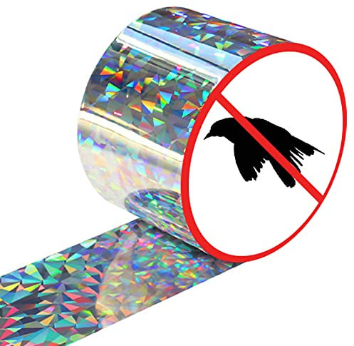 80m x 4.8cm Vogelabwehr Vogelband, Vogelabwehr Band, Reflektierendes Vogelabwehrband, Abschreckung Abwehrband Vogel, Doppelseitiges Vogelabwehrband für Abschreckung Vogel,Protect Häuser Pflanze Frucht