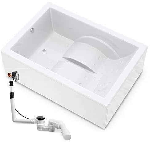 Aquade Acryl Badewanne 180x130 Modell: Marburg - Weiß Badewanne Komplettset 180x130 - Badewannen Mit Wannenträger + Schürze + Ab-Überlauf mit Zulauf