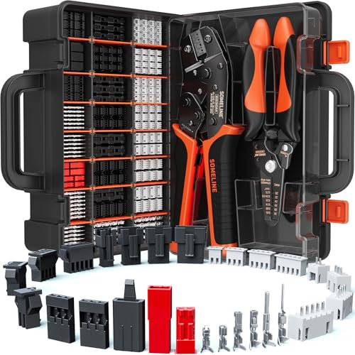 SOMELINE Crimp Tool Connector Kit, JST-XH/SM/SYP 2.5 mm and 2.54 mm Connector Set, 27 Styles, 0.05-0.5 mm²(30-20 AWG) Ratcheting Crimper for Dupont,JST Series,KF2510,Molex,AMP EI Series