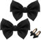2 Stück dekorative Schuhclips, Schleifen-Schuh-Clips abnehmbare Satin-Schleifen-Schuh-Clips einfarbige Schuh-Clips elegante Hochzeit Party Schuhschnalle Zubehör für Frauen und Mädchen (schwarz)