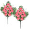Arborus 2 Stück Kunstblumen Friedhof 55 cm Künstliche Kamelien Blumensträuße Künstliche Friedhofsblumen Grab Rosa Kunstblumen für Friedhof Deko Grabgesteck Grabschmuck Grab Deko