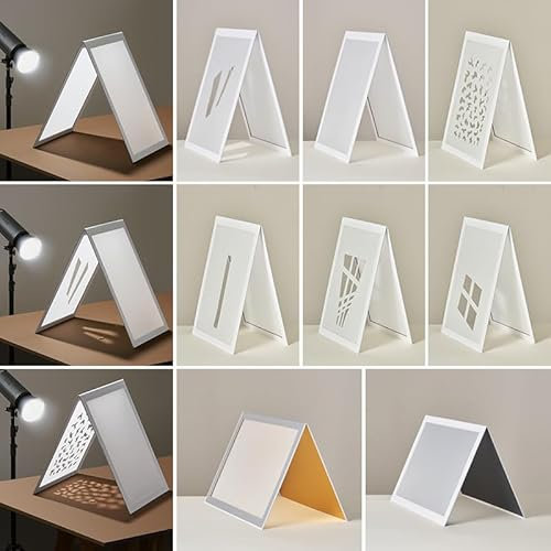 8PCS Photo Light Flash Foldable Diffuser & Simulate Window Light Shadow Board for Small Product, Diffusion Photography Shooting Reflective, Alternative to Photo Box for Jelwery Cosmestics