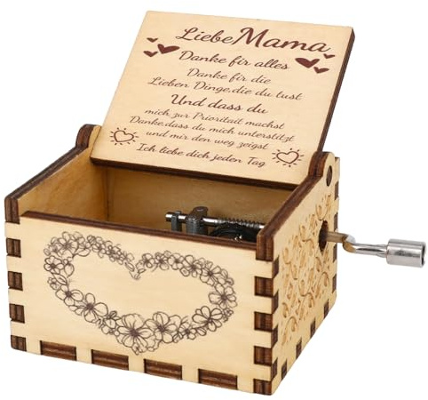 NYTGAH Geschenke für Mama,Spieluhr zum Mama Geschenk,Spieluhr aus Holz mit Handkurbel, Mama,für Geburtstag der Mutter,Muttertagsgeschenke,Bürodekoration