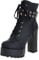 Smilice Damen Plateau Stiefeletten mit hohem Blockabsatz und Niete (Schwarz, 37 EU)