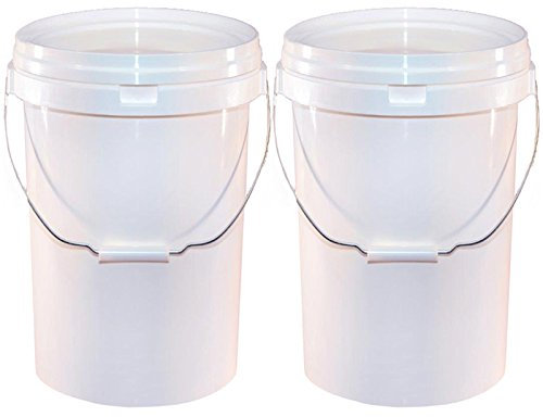 2x 20 Litre White Plastic Wash Bucket - Car Wash System - Pail