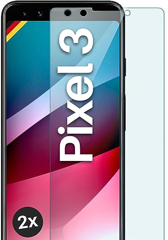 moex Schutzfolie für Google Pixel 3 Glas 9H Härte, gehärtetes Schutzglas, Panzer Schutz Glas Displayschutz Folie, kompatibel mit jeder Handy Hülle, ShockProtect 2 Stück