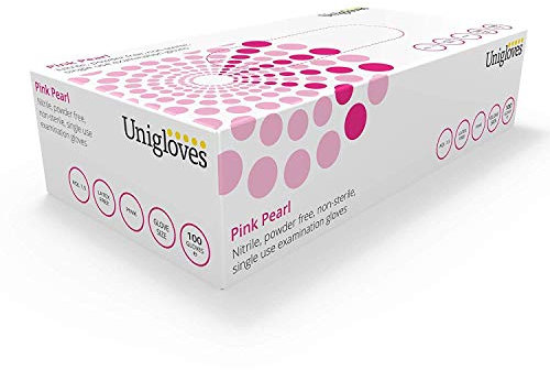 We Can Source It Ltd - Unigloves GP0053 Pink Pearl Powder Free Nitrile Gloves - Box of 100 Gloves Disposable Gloves - Small