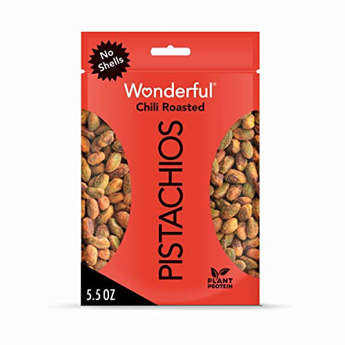 Wonderful Pistachios Sin conchas, chile tostado, bolsa resellable de 5 onzas