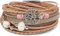 styleBREAKER Wickelarmband mit Perlen, Ketten, Flechtelement und Lebensbaum Anhänger, Magnetverschluss, Armband, Damen 05040070, Farbe:Altrose-Rose