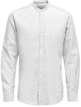 ONLY & SONS Herren Freizeit Hemd ONSCAIDEN SOLID - Slim Fit XS S M L XL XXL, Größe:XXL, Farbe:White 22019173