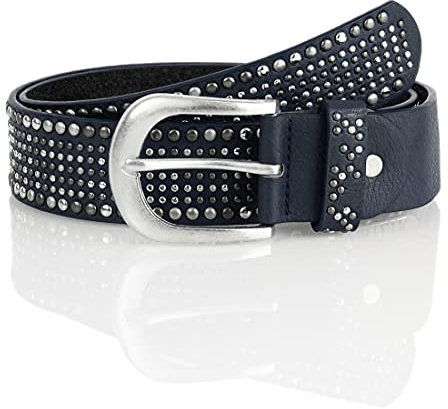 irisaa Damen Gürtel Breiter Nietengürtel im Vintage-Look, Jeansgürtel, Damen Taillengürtel 2020:Navy, Normale Gürtel Größe 80-105:90 CM