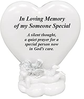 Gedenktafel in Herzform, Grabschmuck – Personalisierte Grabdekoration, Cherub, graviert mit Gedenkzitaten in liebevoller Erinnerung an Ihre besonderen Menschen (Someone Special)
