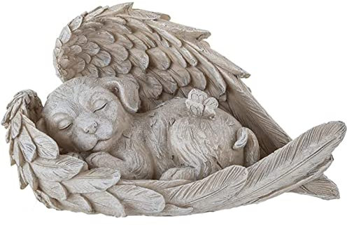AOTOPYU Katze Hund Engel Haustier Denkmal Grab Marker Tribut Statue, Deko Haustier Gedenken Tier Garten Statue, Polyresin, Gedenkstein Katze/Hund, Hundeengel-Gedenkstatue erinnert (Engel Hund)