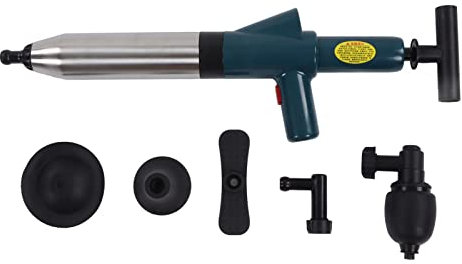 Kadimendium Air Drain Unblocker Stainless Steel High Pressure Drain Blaster Plunger Pipe Unclogging Tool Air Drain Blaster Kit for Clogged Toilet Sink Sewer Pipe