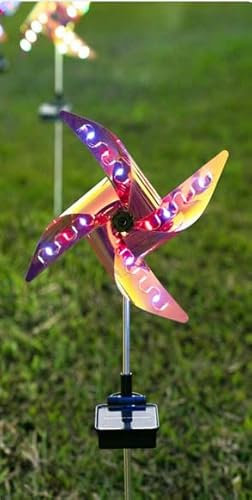 OhhGo Moulin à Vent Solaire Lumière Extérieure 8 Modes Énergie Solaire Multicolore PET, Métal IP65