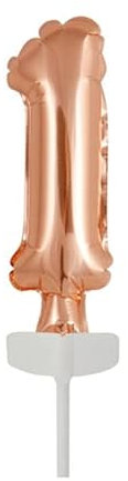 NEU Folienballon Geburtstagszahl Kuchen Cake Topper Zahl 1 Roségold, ca. 13 cm