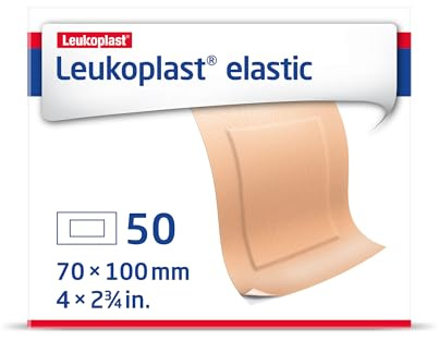 Leukoplast Elastic - Non-Sterile Wound Dressing Strips - Stretchable and Skin-Friendly, First-aid Plasters - Ideal for Fingers, Elbows, Knees and Wrists - Patch 4 x 2.75 in., Box of 50