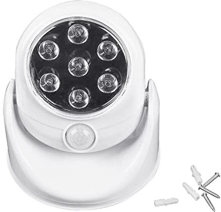 Kisbeibi 7LED Security PIR Automatic Night Light 360° Motion Sensor Spotlight, Battery Operated Outdoor Lights for Garage, Yard, Porch, Patio