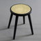 [PJ Collection] Hocker aus natürlichem Rattan, handgefertigtes Holz, leicht, handgewebt, keine Werkzeugmontage (rund, schwarz)
