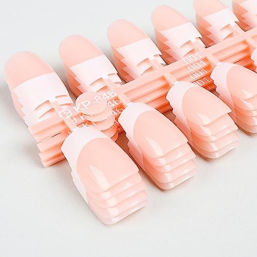 120 Stück Französisch Falsche Nägel Kit, Rosa Künstliche Nägel zum Aufkleben, Nägel Tipps mit Nagelfeilen und Stick 12 verschiedene Größen, Fake Nails für DIY Maniküre Dekoration