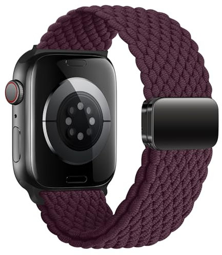 Geflochten Armband Kompatibel mit Apple Watch Armband 40mm 42mm 38mm 41mm für Damen Herren, Elastisch Nylon Armbänder mit Magnetisch für iWatch Ultra 2 SE Series 10 9 8 7 6 5 4 3 2 1