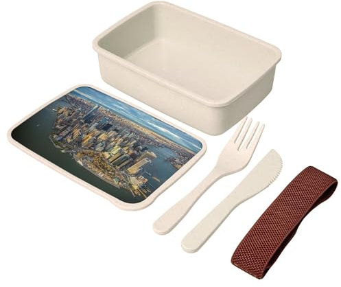 Fabulous Lunch Box - Boite à Repas avec couverts New York Manhattan Panorama Ville USA Grattes Ciel - 700 ml