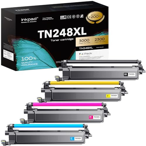 iNKPAD TN248XL Toner Kompatibel für Brother tn248 tn248cmyk Tonerkartusche Kompatibel für Brother MFC-L3740CDW MFC-L3760CDW MFC-L3740CDWE DCP-L3560CDW HL-L3240CDW MFC-L8390CDW HL-L3220CWE