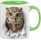 Trendation - 3D Eule Tasse Geschenk Kaffee-Becher Geschenkidee Für Eulen-Liebhaber (Grün)