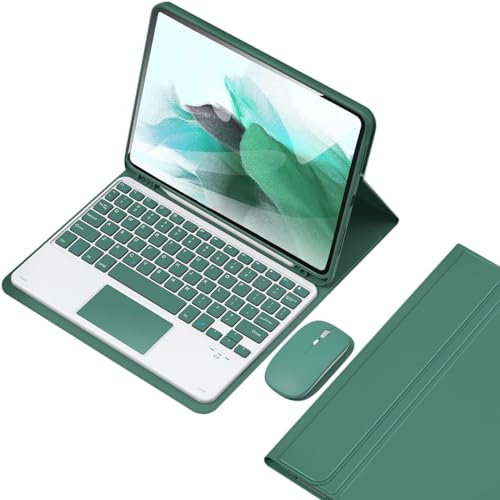 VLEAQC Custodia con Tastiera e Mouse per Samsung Galaxy Tab S6 Lite 10,4 Pollici 2022/2020, Tastiera trackpad Bluetooth Rimovibile, Cover Folio Leggera con Porta Penna S,Dark Green