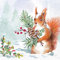 20 Servietten Winter Eichhörnchen mit Winterzweig als Tischdeko. Papierservietten mit Motiv. Auch für Decoupage und Serviettentechnik 33x33cm