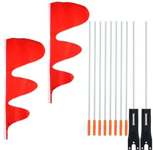 Lot de 2 drapeaux de sécurité pour vélo avec poteaux réglables en 4 tailles, drapeau en forme de queue de dinosaure de 58,4 cm, résistant aux intempéries, drapeau de remorque de vélo avec connecteurs