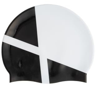 Arena Icons Team-Streifen-Badekappe, Unisex, Silikon, für Damen und Herren, intensives Training, Rennen, bequem, rutschfest, Langhaar, Diamant/Weiß/Schwarz