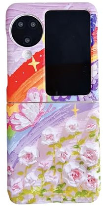 Find N3 Flip Cover Ultra Thin PC Shockproof Case，Mit Rainbow Butterfly Muster, Anti-Scratch, Full Protection, Foldable Mobile Phone Case, Slim Glitter Mobile Phone Case for Oppo Find N3 Flip