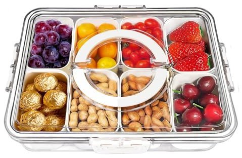 imuounl Fridge Food Storage Containers with Lid and Handle, Large-Capacity Fridge Containers with 8 Removable Colander, Fresh Food Storage Containers for Fruit Salad Vegetables BPA Free