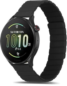 Koelaa 20mm Silicone Bracelet Compatible avec Huawei Watch GT 2 42mm/GT 3 42mm/2/2 Pro/2 Sport/Fit 2, Bracelets Magnétique Silicone Portable Double Face-Noir