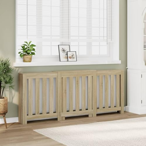 Homgoday Radiator Cover with Shelf, Sonoma Oak, 205 x 21.5 x 83.5 cm, Living Room, Bedroom