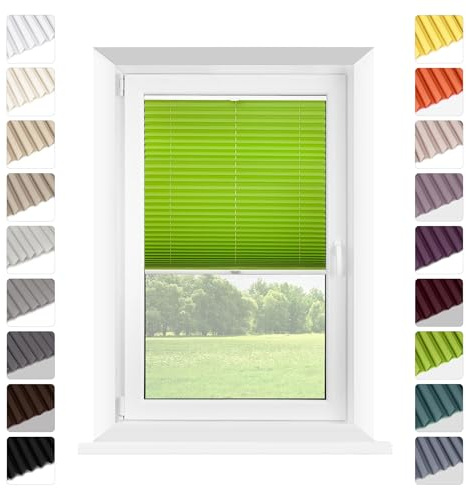 Mardom Plissee mit Bohren Limette 180 x 150 cm | Aluminiumschienen, Höhenverstellung & Blickdicht, für Sonnenschutz und Privatsphäre, Einfach zu Montieren
