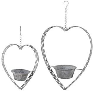 finehomegarden Pflanzgefäß Ampel Herz Metall Schale zum Hängen 2erSet Blumenampel Hängeampel