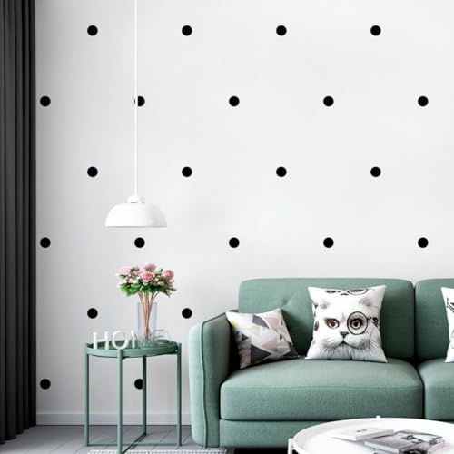ESSMOKO Tapete Moderne schlichte Papiertapete mit schwarzen und weißen Punkten für Wohnzimmer Schlafzimmer Büro Hotel Hintergrundbild schwarze und weiße Punkte 53 * 950cm