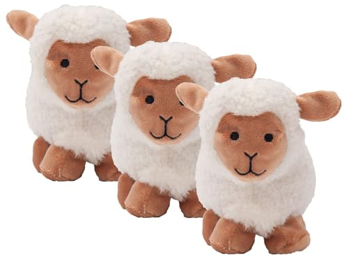 Aumüller Katzenspielzeug Schäfchen Sally, 3er Set - Plüschtier zum Schmusen mit Baldrianfüllung