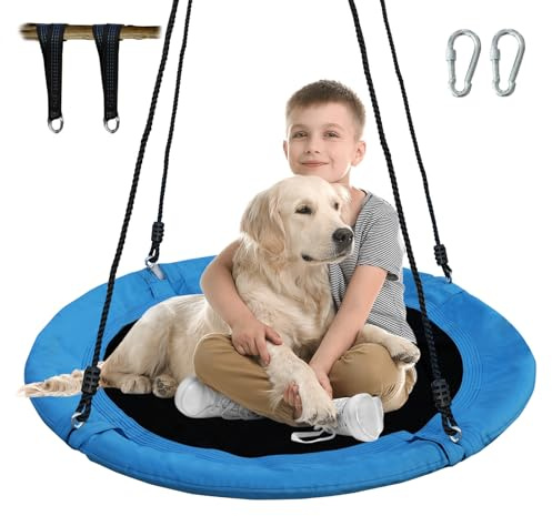 Tree Swing 40 Inch Saucer Swing 700LBS Heavy Duty for Kids Outdoor Blue
