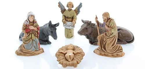Natividad 6 Figuras Apta para Belén de 3,5 cm Escala 1:16 – Micro 3,5 – Figura Irrompible, Estilo Siglo XVIII, Pintada a Mano, Escultor M. Landi